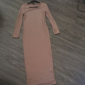 SHEIN Pink Asymmetrical Long Sleeve Bodycon Dress
